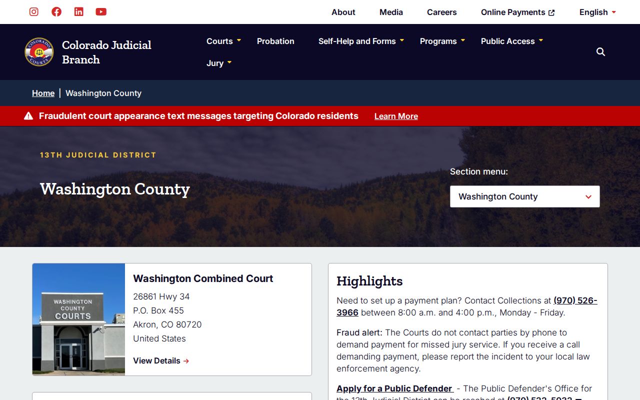Washington County court schedule and bond advisement information