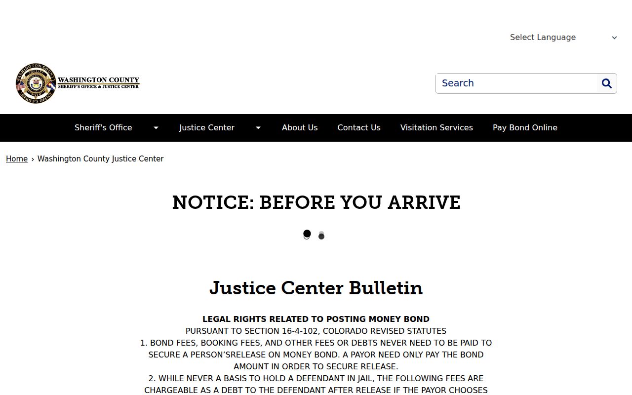 Washington County warrant bond rights bulletin